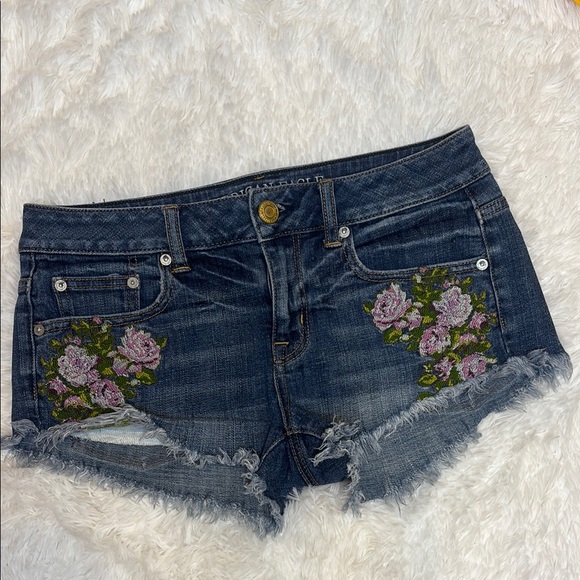 American Eagle Outfitters Pants - American Eagle Outfitters Denim Shorts Floral Embroidered Size 2